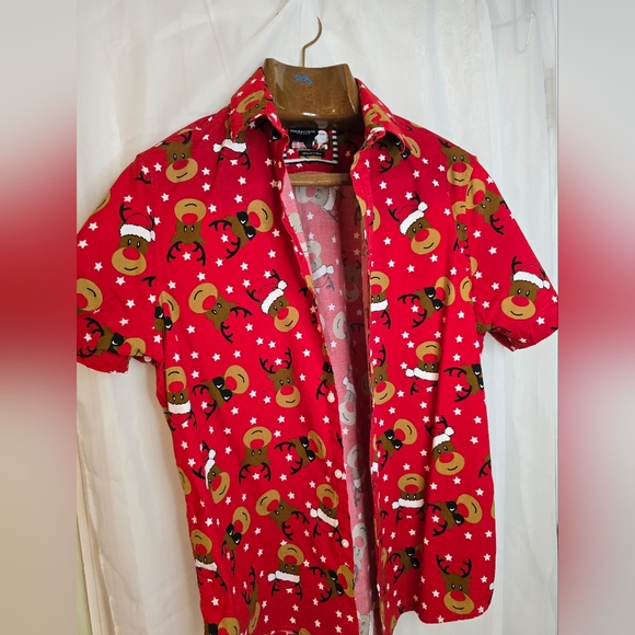 Denim & Flower Other - Festive Red Reindeer Men's Shirt